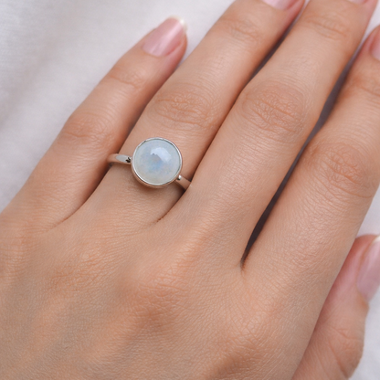 Silver Plated Adjustable Round Statement Ring for Women RIN44-SLV