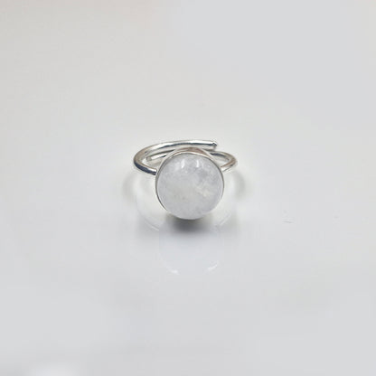 Silver Plated Adjustable Round Statement Ring for Women RIN44-SLV
