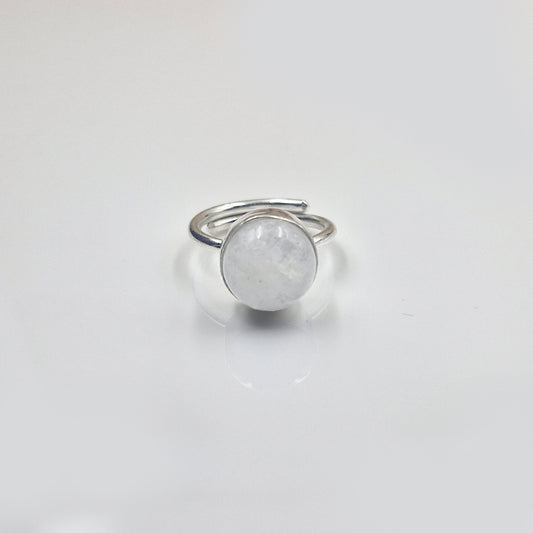 Silver Plated Adjustable Round Statement Ring for Women RIN44-SLV