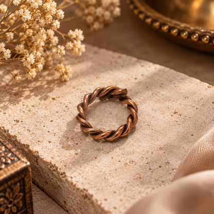 Twisted Braided Ring Statement Band Handmade Copper Finish Jewelry RIN46-CPR-PLN
