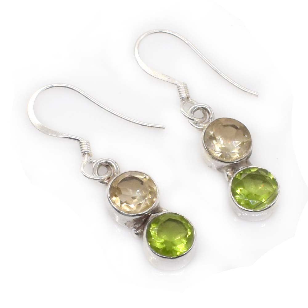Green Peridot Quartz Gemstone Stunning 925 Sterling Silver Earring 2" SE-466