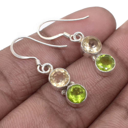 Green Peridot Quartz Gemstone Stunning 925 Sterling Silver Earring 2" SE-466
