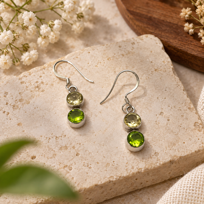 Green Peridot Quartz Gemstone Stunning 925 Sterling Silver Earring 2" SE-466