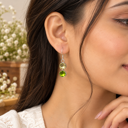 Green Peridot Quartz Gemstone Stunning 925 Sterling Silver Earring 2" SE-466