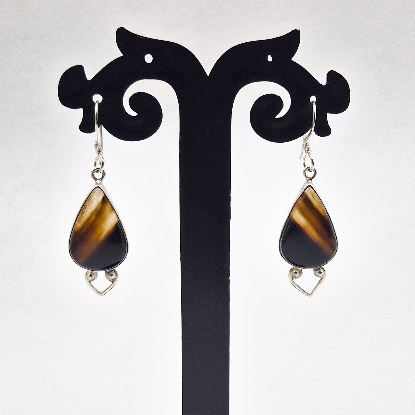 Botswana Agate Teardrop Earrings 925 Silver Handmade Jewelry SEAR-593