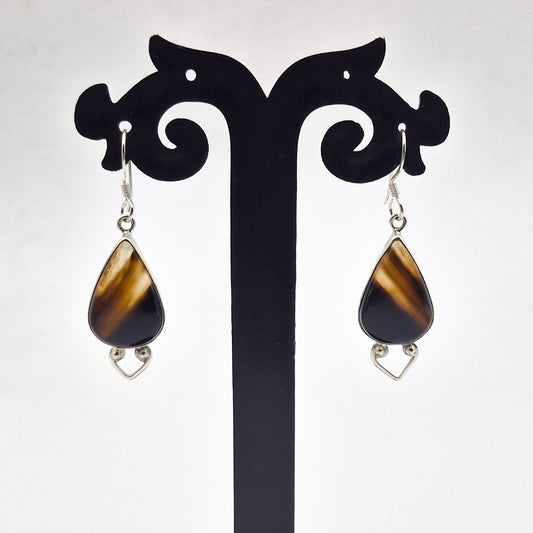 Botswana Agate Teardrop Earrings 925 Silver Handmade Jewelry SEAR-593