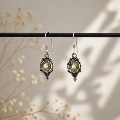 Citrine Vintage Sterling Silver Dangle Earrings for Women SEAR-605