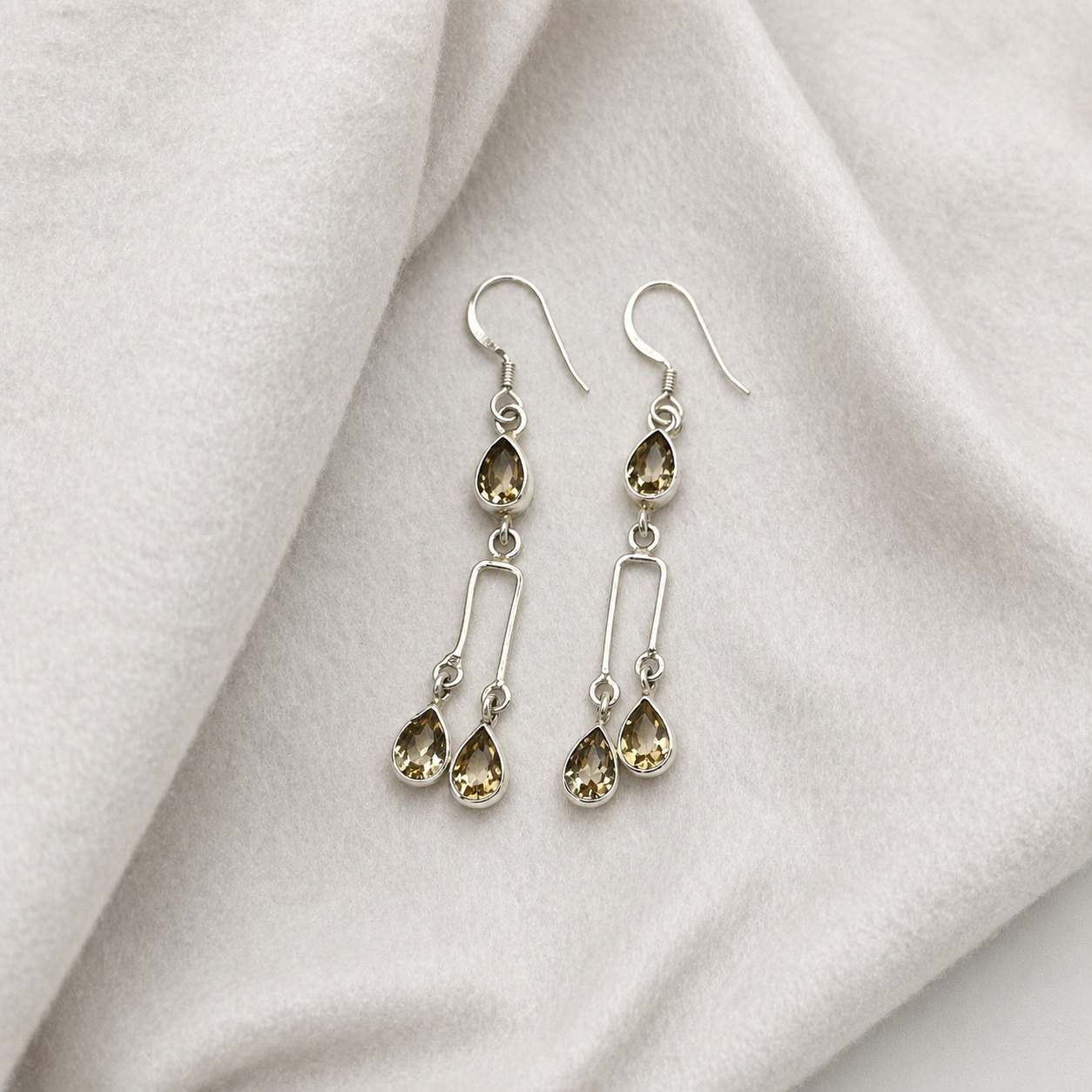 Citrine Silver Drop Dangle Earrings Handmade Jewelry SEAR-609