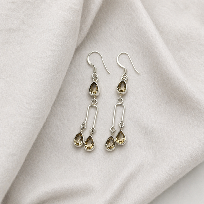 Citrine Silver Drop Dangle Earrings Handmade Jewelry SEAR-609