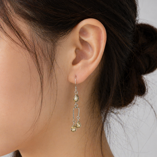Citrine Silver Drop Dangle Earrings Handmade Jewelry SEAR-609