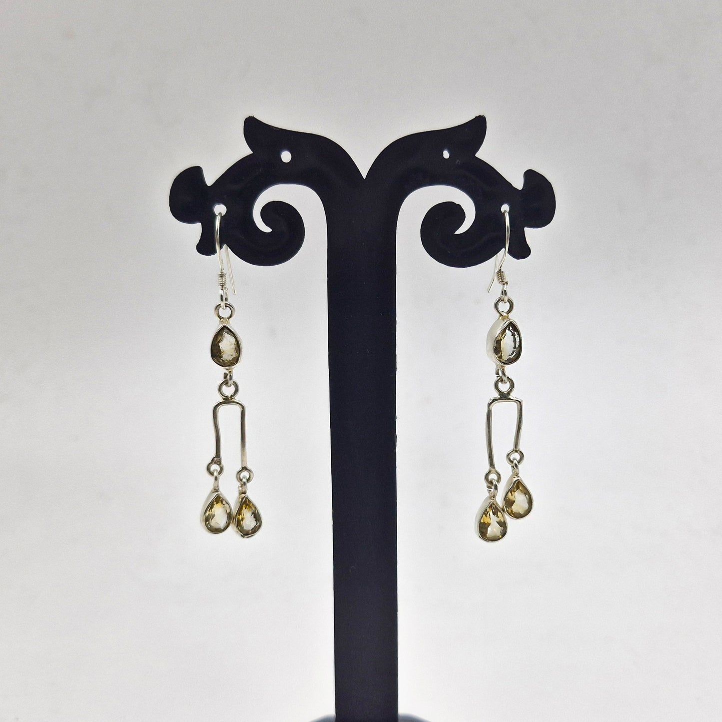 Citrine Silver Drop Dangle Earrings Handmade Jewelry SEAR-609
