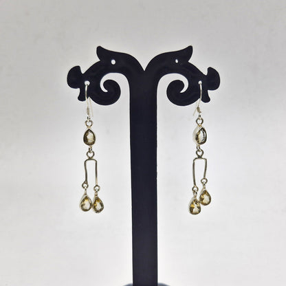 Citrine Silver Drop Dangle Earrings Handmade Jewelry SEAR-609