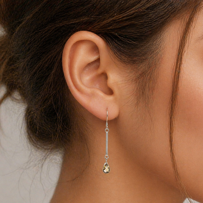 Minimalist Citrine Drop Bar Earrings in Sterling Silver for Women SEAR-610