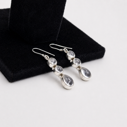Clear Quartz Silver Drop Earrings Handmade Crystal Jewelry SEAR-616