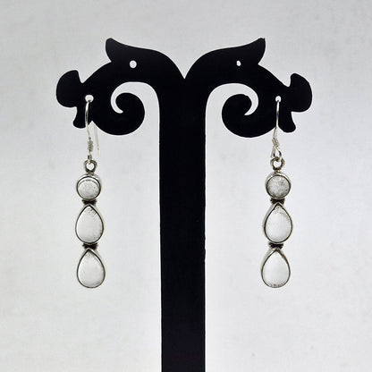 Clear Quartz Silver Long Dangle Earrings Handmade Crystal Jewelry SEAR-618