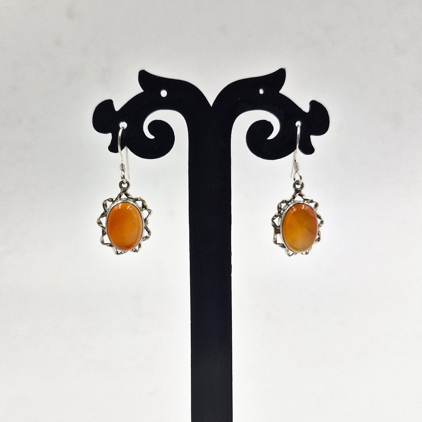 Carnelian Sterling Silver Vintage Drop Earrings for Women SEAR-622