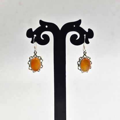 Carnelian Sterling Silver Vintage Drop Earrings for Women SEAR-622
