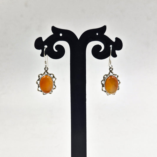 Carnelian Sterling Silver Vintage Drop Earrings for Women SEAR-622