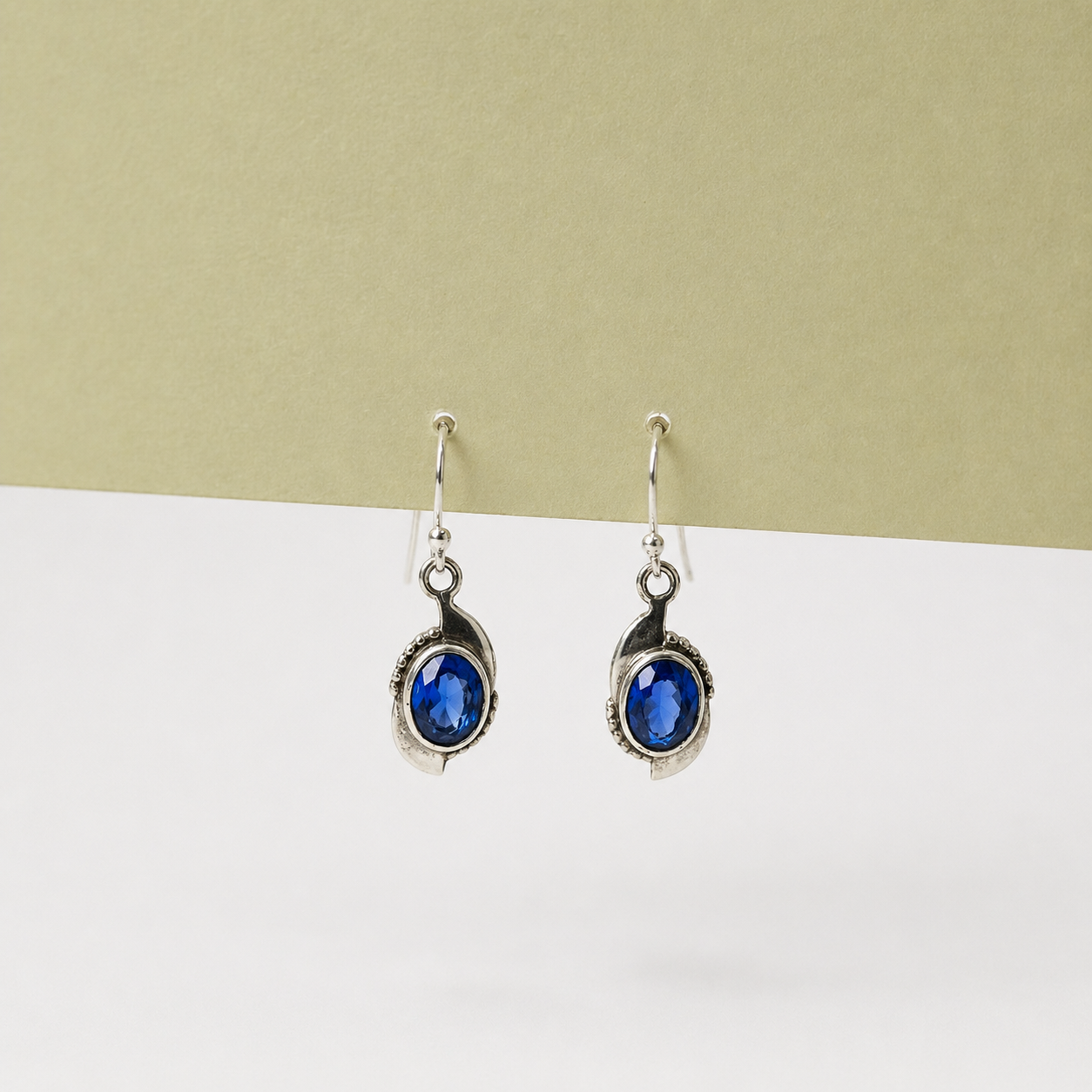 Tanzanite Oval Drop Earrings in Sterling Silver Jewelry SEAR-631