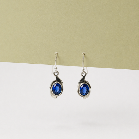 Tanzanite Oval Drop Earrings in Sterling Silver Jewelry SEAR-631