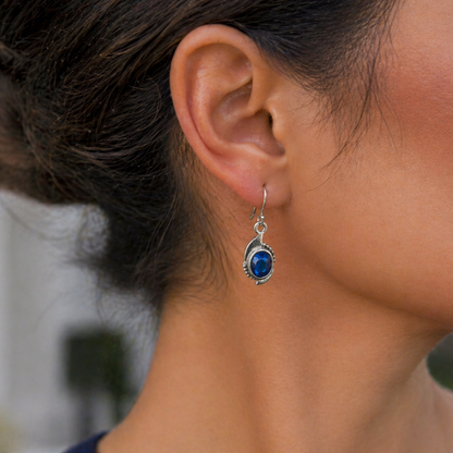 Tanzanite Oval Drop Earrings in Sterling Silver Jewelry SEAR-631