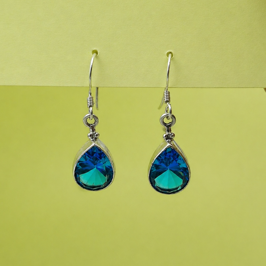 Blue Topaz Teardrop Earrings 925 Silver Dangle Jewelry for Women SEAR-632