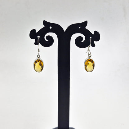 Citrine Oval Drop Earrings in Sterling Silver SEAR-639