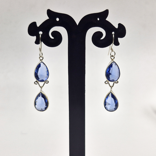 Tanzanite Teardrop Dangle Earrings in Sterling Silver SEAR-640
