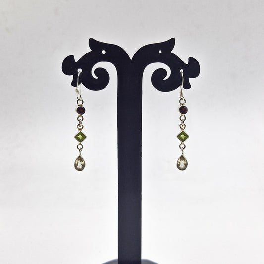 Citrine Peridot Garnet Silver Dangle Earrings for Women Jewelry SEAR-644