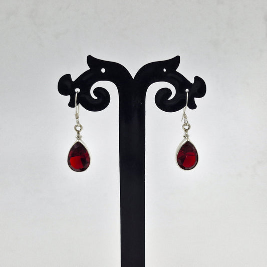 Garnet Teardrop Sterling Silver Dangle Earrings for Women SEAR-880