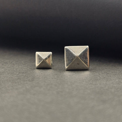 Sterling Silver 7mm Pyramid Stud Earrings|Minimalist Geometric Jewelry SEAR-883