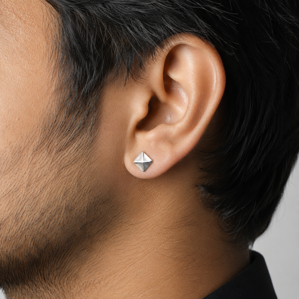 Sterling Silver 10mm Pyramid Stud Earrings|Minimalist Geometric Studs SEAR-884