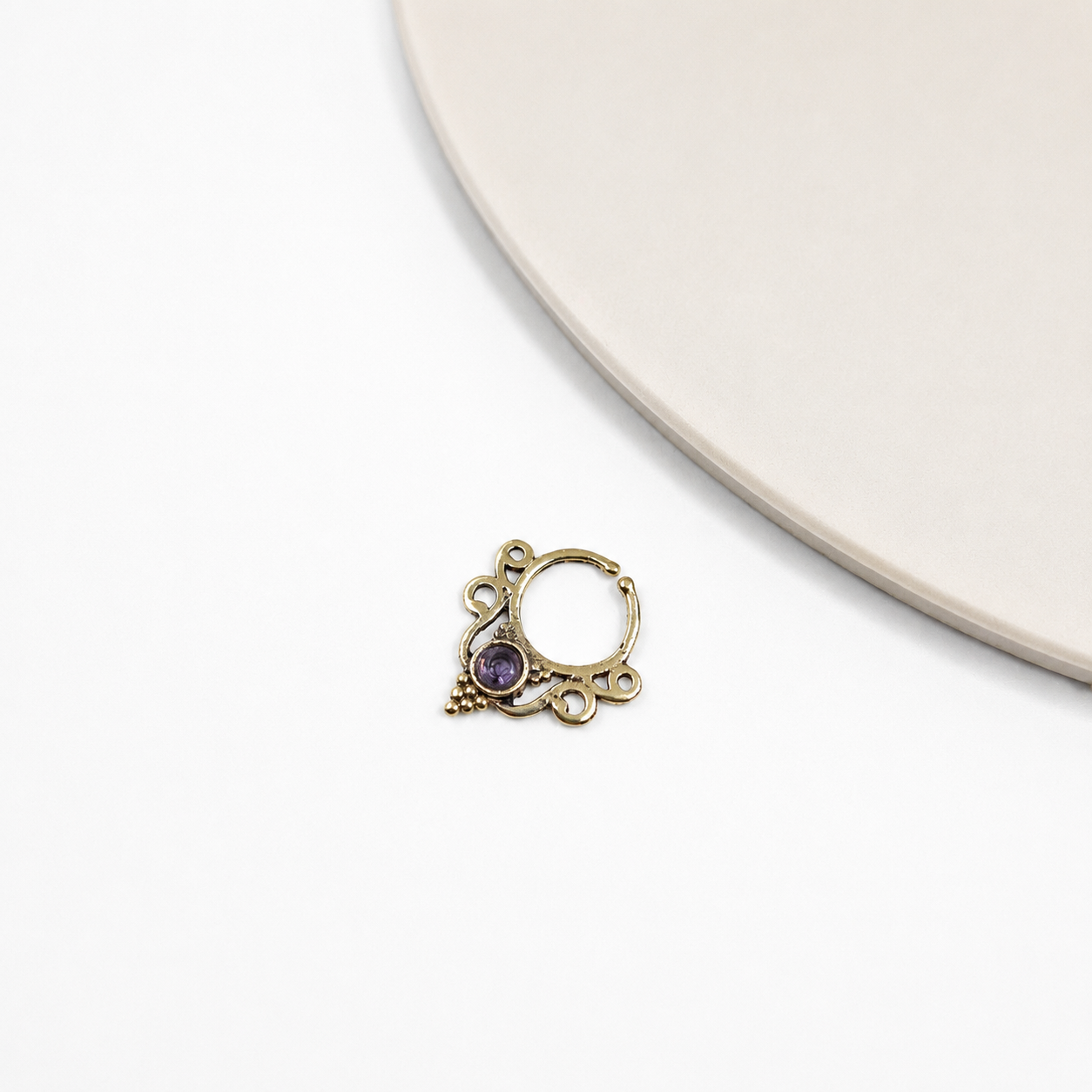 Septum Ring Gold Filigree Nose Hoop Boho Celestial Jewelry SEP01-BRS-LAMT01