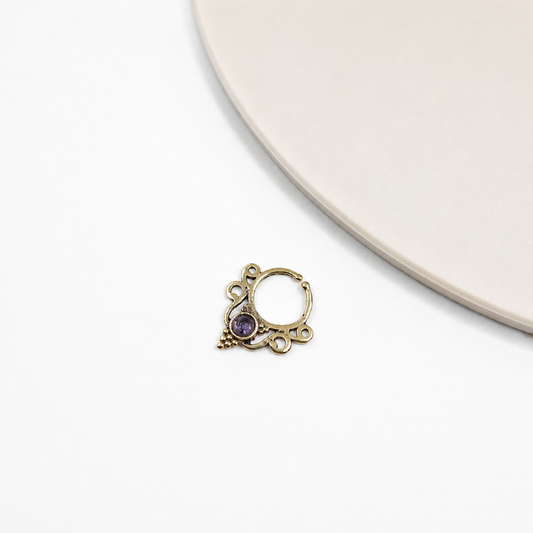 Septum Ring Gold Filigree Nose Hoop Boho Celestial Jewelry SEP01-BRS-LAMT01