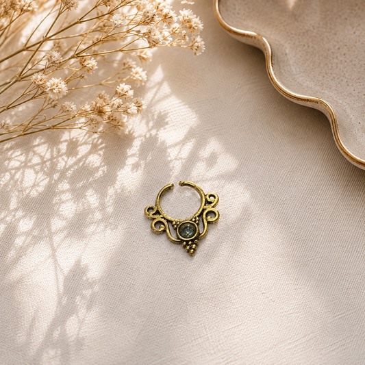 Septum Ring Gold Filigree Nose Hoop Boho Celestial Jewelry SEP01-BRS-LBT01