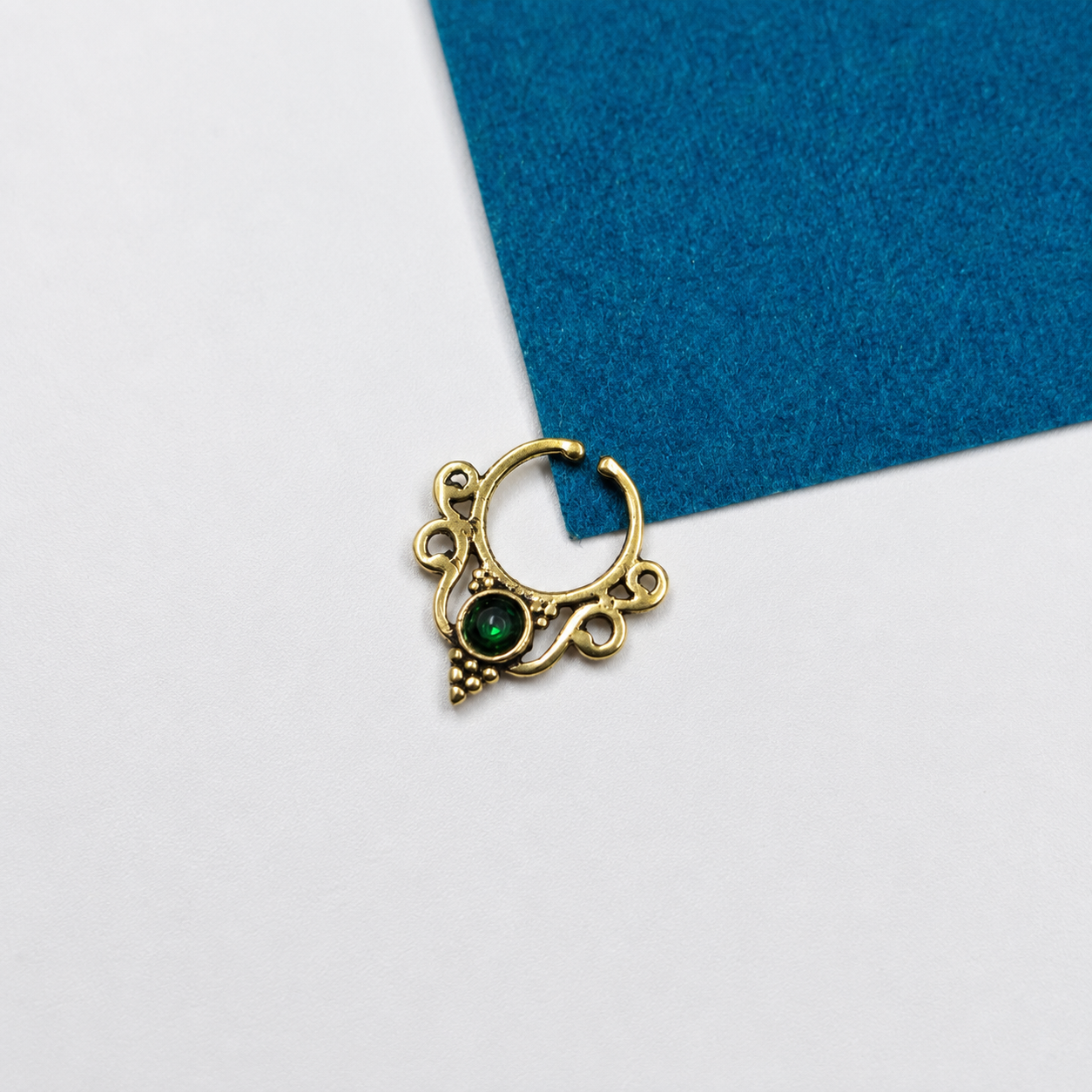 Septum Ring Gold Filigree Nose Hoop Boho Celestial Jewelry SEP01-BRS-LCD01