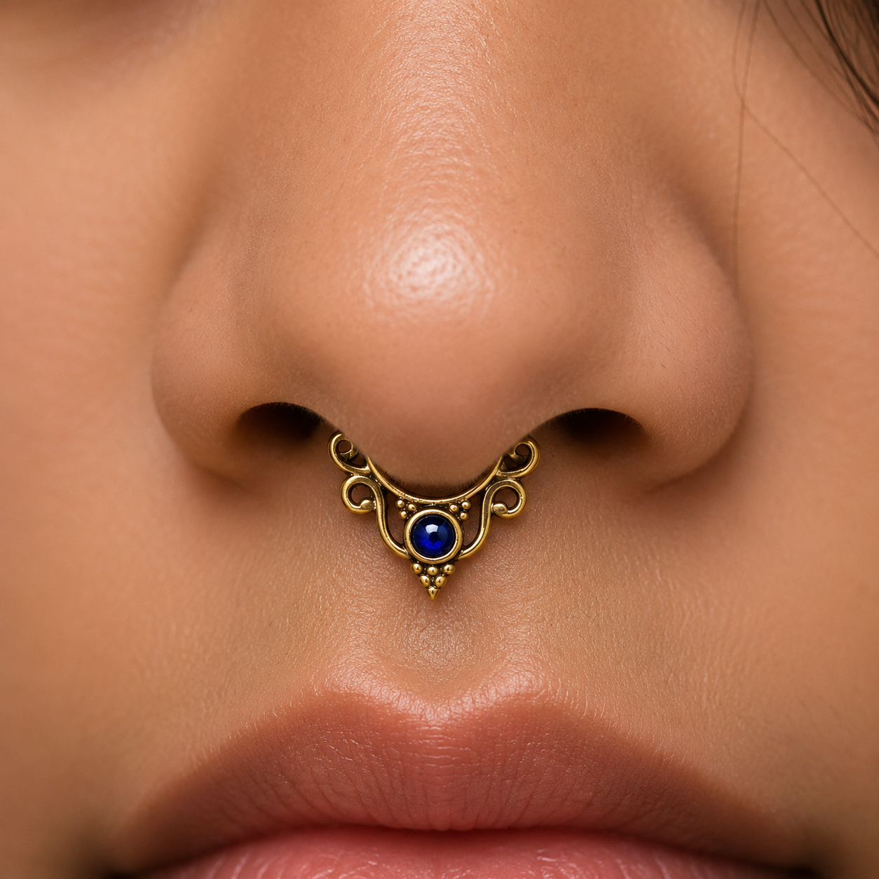 Septum Ring Gold Filigree Nose Hoop Boho Celestial Jewelry SEP01-BRS-LTZ01