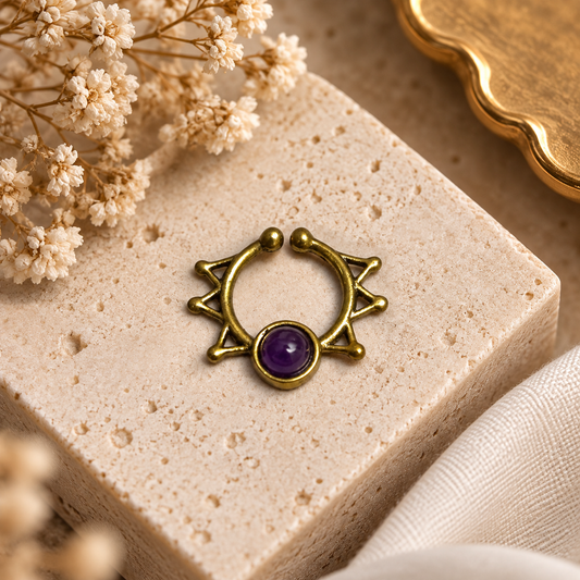 Gold Sunburst Nose Ring, Celestial Hoop, Boho Body Jewelry SEP03-BRS-NAMT01