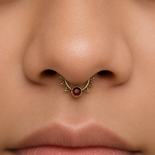 Gold Sunburst Nose Ring, Celestial Hoop, Boho Body Jewelry SEP03-BRS-NCL01