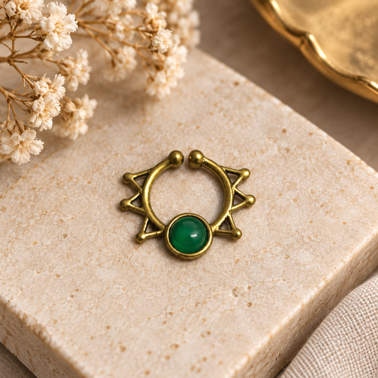 Gold Sunburst Nose Ring, Celestial Hoop, Boho Body Jewelry SEP03-BRS-NGO01