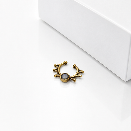 Gold Sunburst Nose Ring, Celestial Hoop, Boho Body Jewelry SEP03-BRS-NMS01