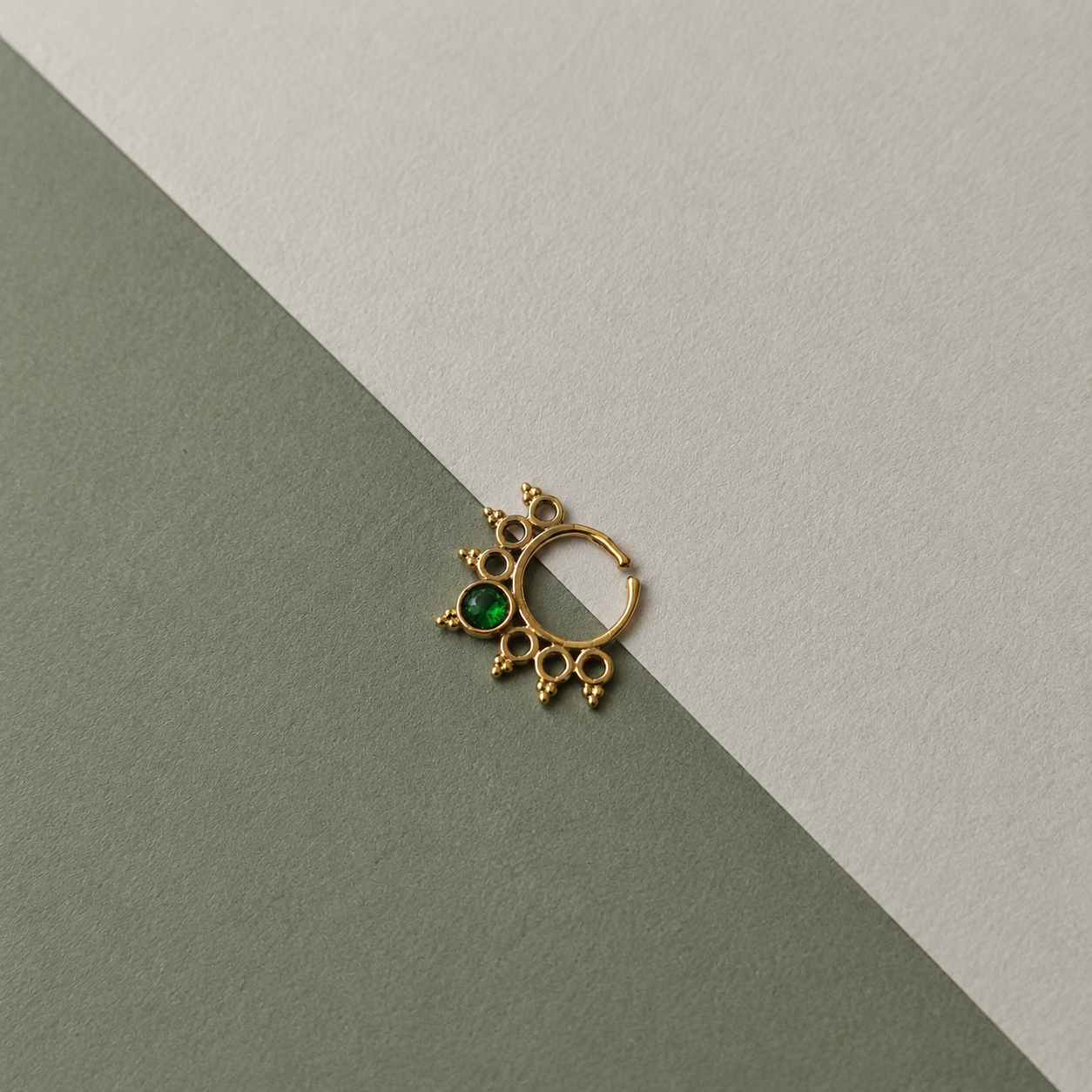 Gold Boho Nose Ring, Purple Gemstone Hoop, Celestial Body Jewelry, SEP04-BRS-LCD01