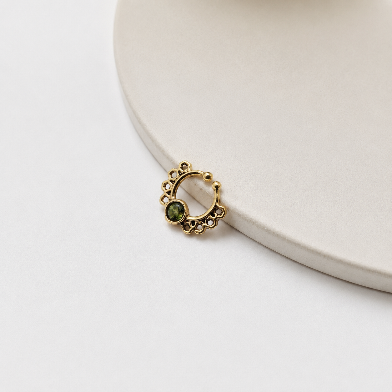 Gold Nose Ring Floral Boho Septum Hoop Ethnic Statement Unisex Jewelry SEP06-BRS-LPD01