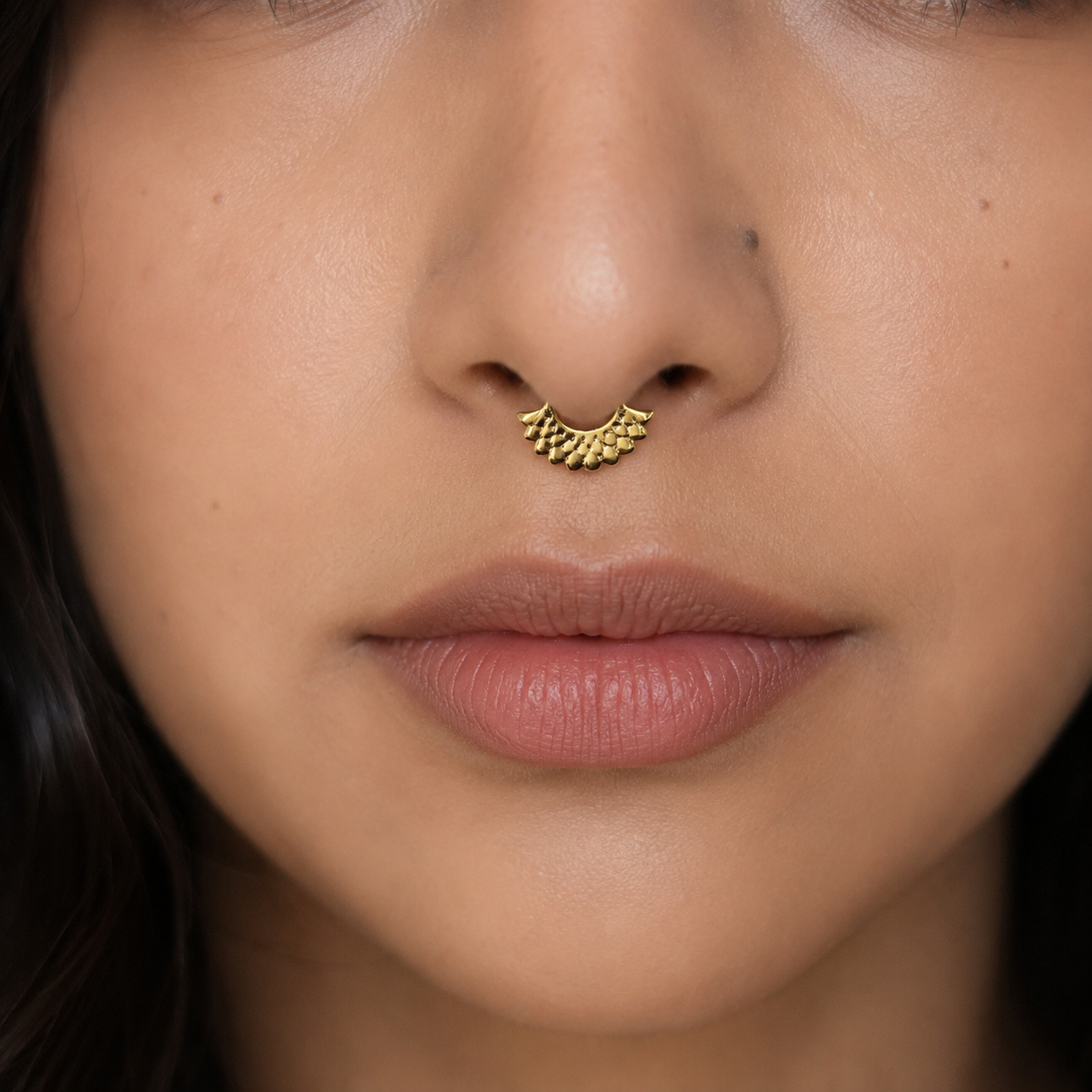 Gold Wing Nose Ring Floral Hoop Bohemian Septum Jewelry Statement Gift SEP07-BRS-PLN