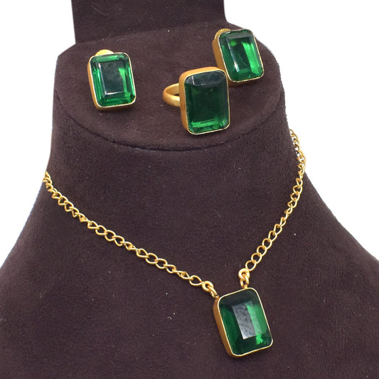 Diopside Quartz Jewelry Set Gold Plated Women's day Fashion Jewelry SET-714