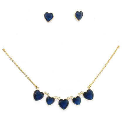 Heart Gold Plated Iolite Quartz Earring Necklace For Women's Jewelry Set SET-822