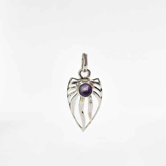 925 Sterling Silver Amethyst Leaf Pendant Nature Inspired Jewelry SPEN-132