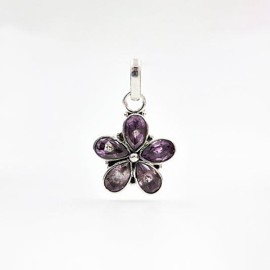 Amethyst Floral Pendant in 925 Sterling Silver Handmade Jewelry SPEN-134