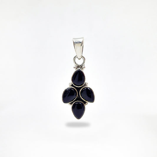 925 Sterling Silver Black Onyx Cluster Pendant Gothic Statement Jewelry SPEN-139