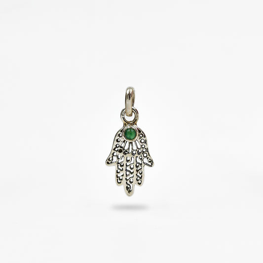 925 Sterling Silver Green Onyx Hamsa Hand Pendant Boho Jewelry SPEN-166